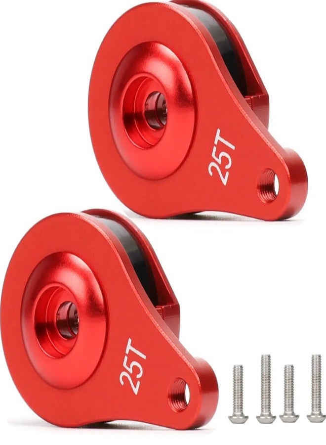 UURCSKY 2 Sets Aluminum 25T Servo Saver 1 Hole Adjustable Hi-Torque Servo Horn for 1/10 SCX10 Capra TRX4 TRX6 RC Car Crawler Boat Parts (Red) - Image 1